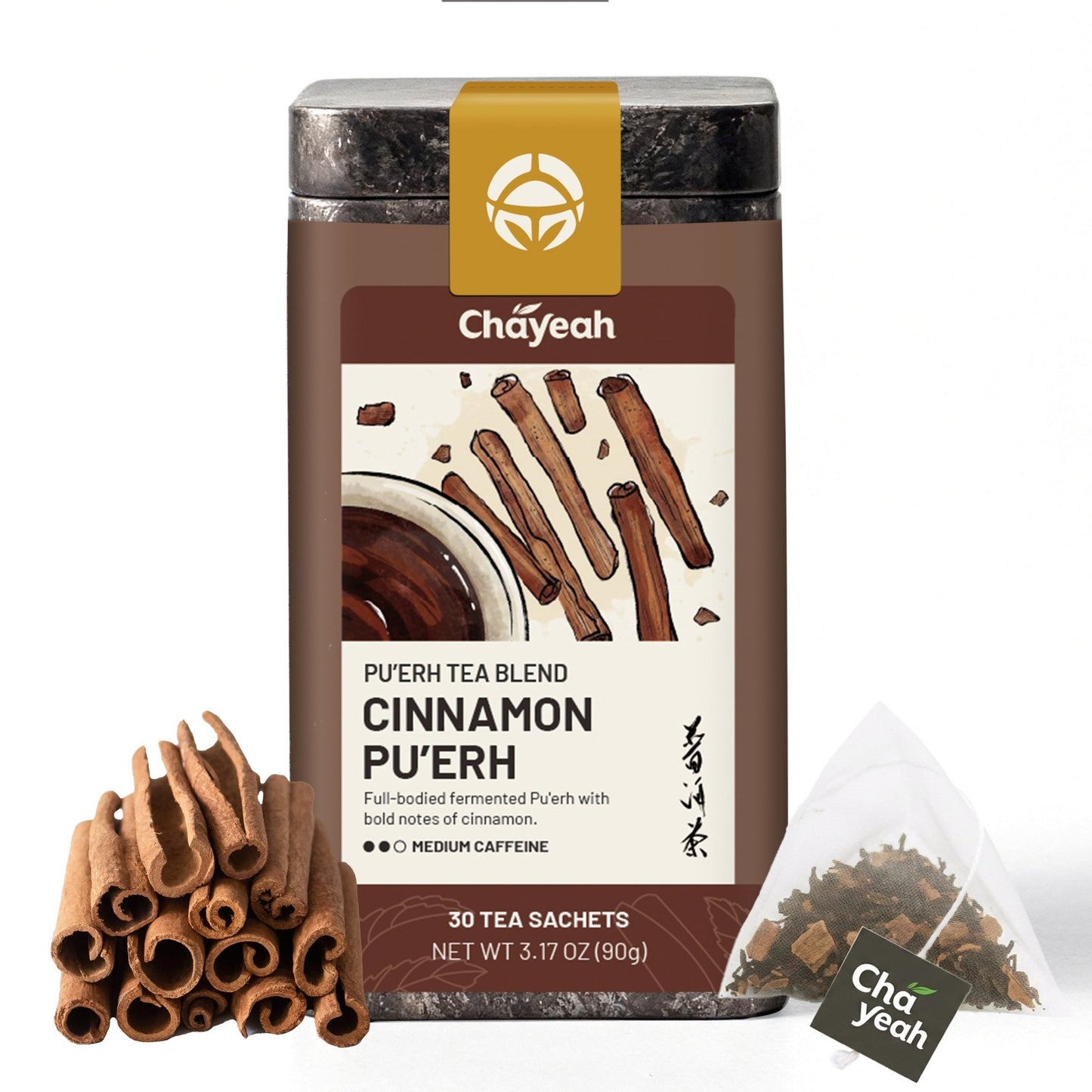 Cinnamon Pu'erh (30 Count, Tin) - ChaYeah