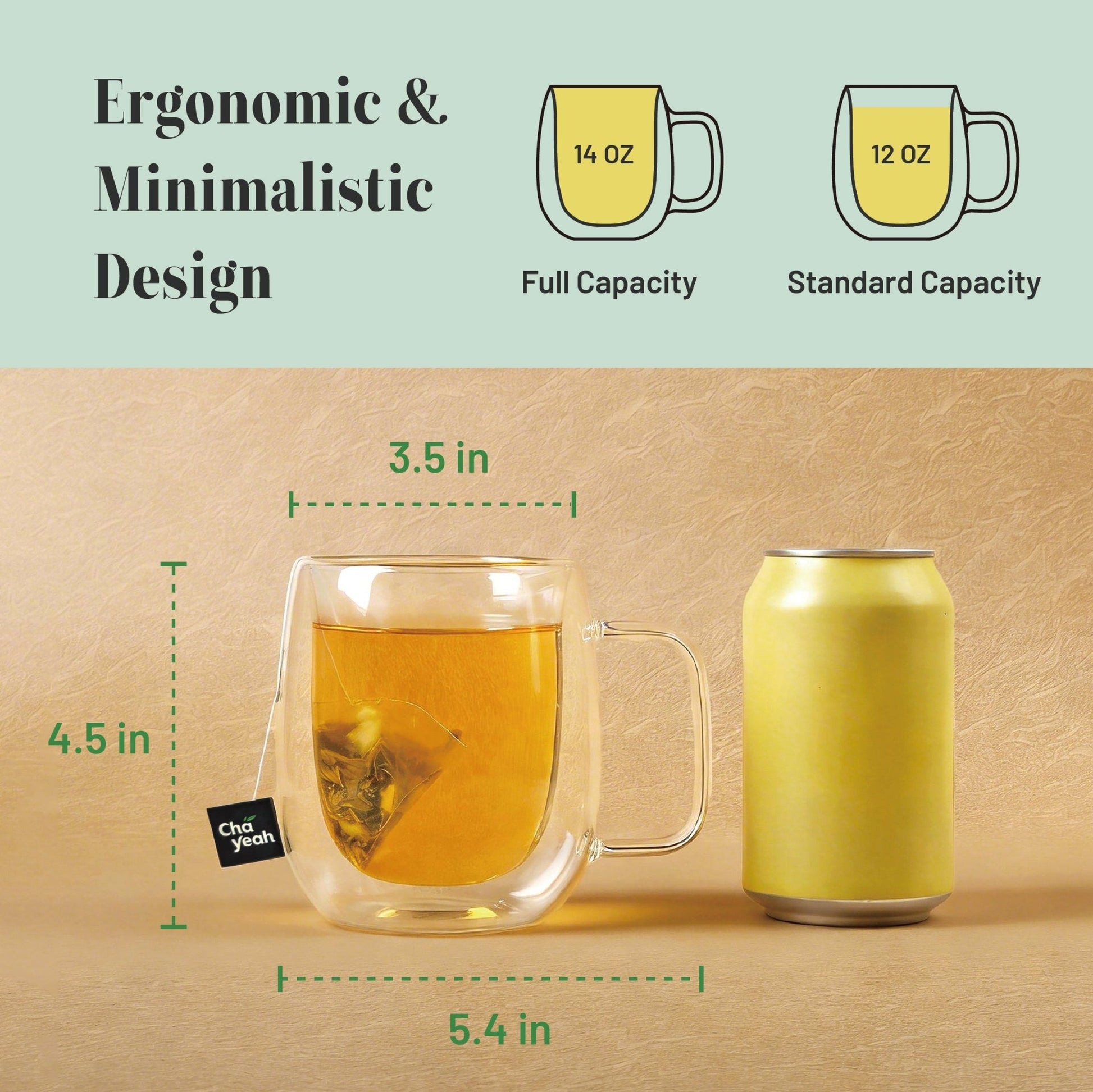 Double Wall Glass Mugs (14oz, Duo Set) - ChaYeah