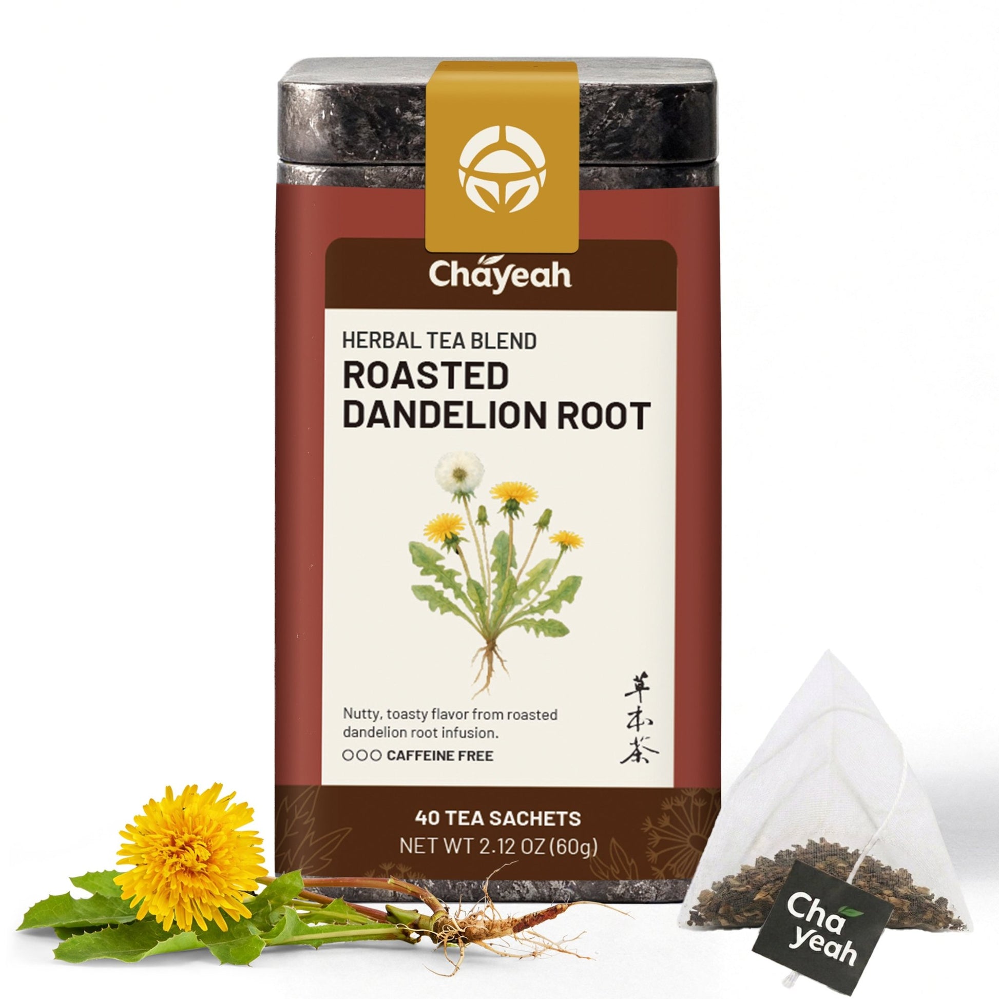 Roasted Dandelion Root (40 Count, Tin) - ChaYeah