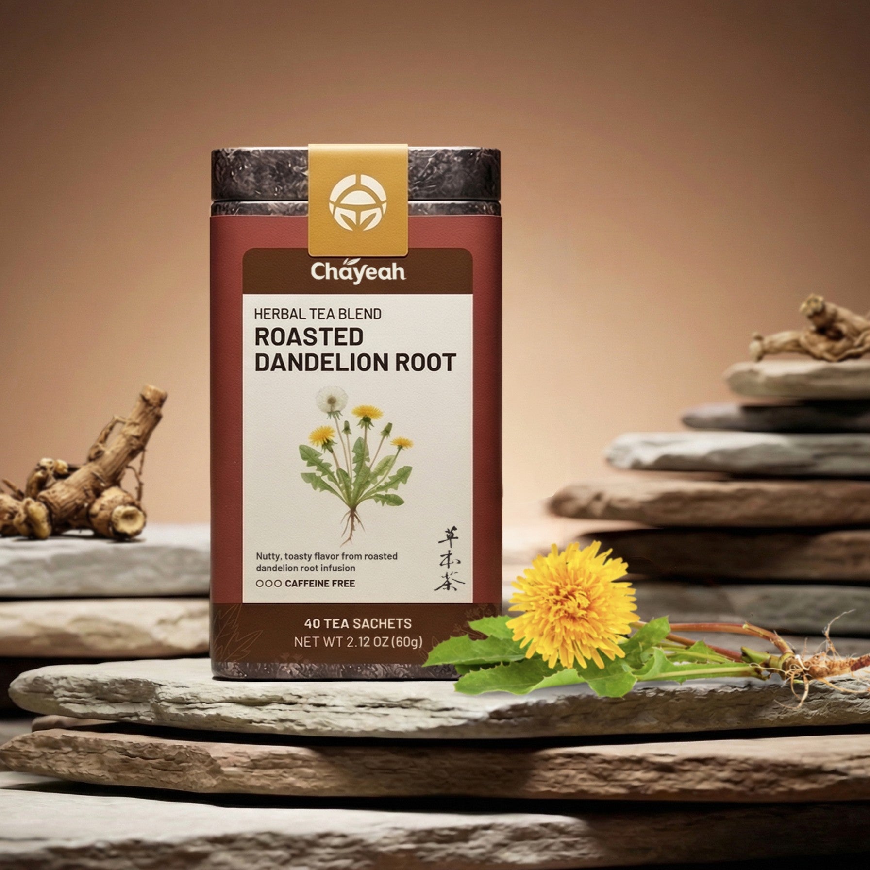 Roasted Dandelion Root (40 Count, Tin) - ChaYeah